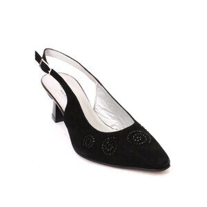 Vernissage 24075a Black Suede Leather Heel Slingback Sandals Shoes